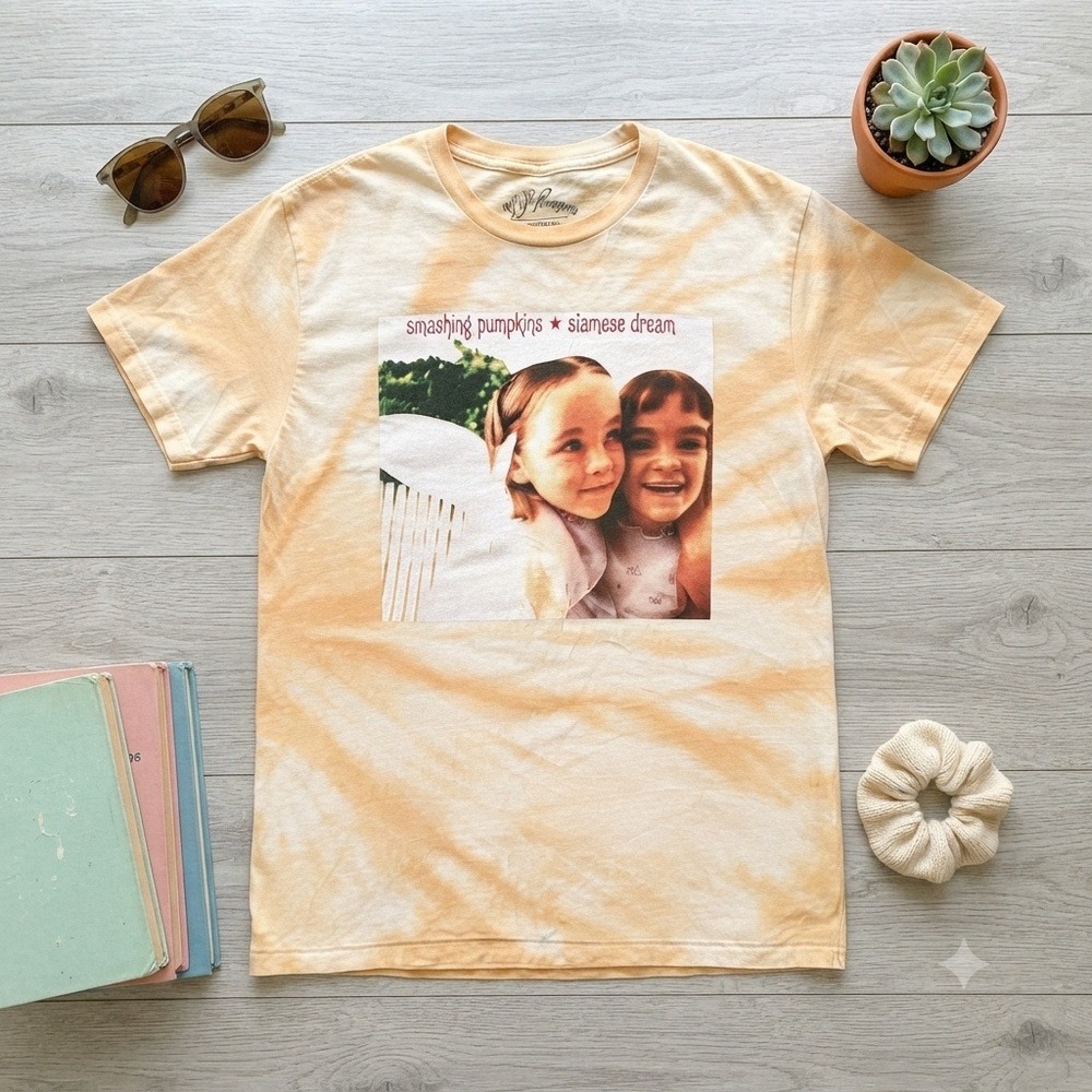 Smashing Pumpkins Siamese Dream Tie Dye Graphic T-Shirt Orange Mens Large L